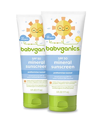 Babyganics SPF 50 Baby Sunscreen Lotion, 6 Fl Oz (Pack of 2)