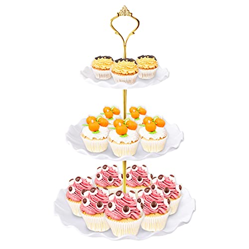 BACUTHY 3-Tier Cupcake Stand: White Tower for Cupcakes, Donuts, Fruits