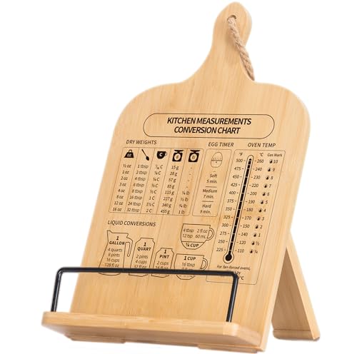 Bamboo Cookbook Stand: Sturdy Holder with Conversion Chart