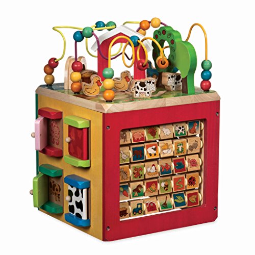 Battat Farm Theme Activity Cube: Educational Wooden Toys for Toddlers (1+)