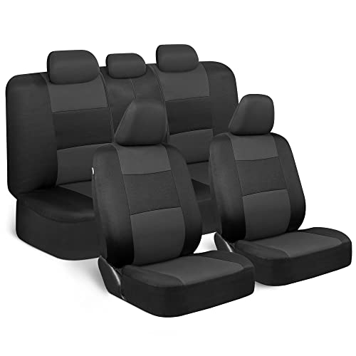 BDK PolyPro Car Seat Covers - Charcoal/Black, Full Set, Front/Rear Split Bench