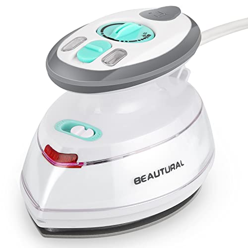 BEAUTURAL Mini Travel Steam Iron: Dual Voltage, Non-Stick Soleplate