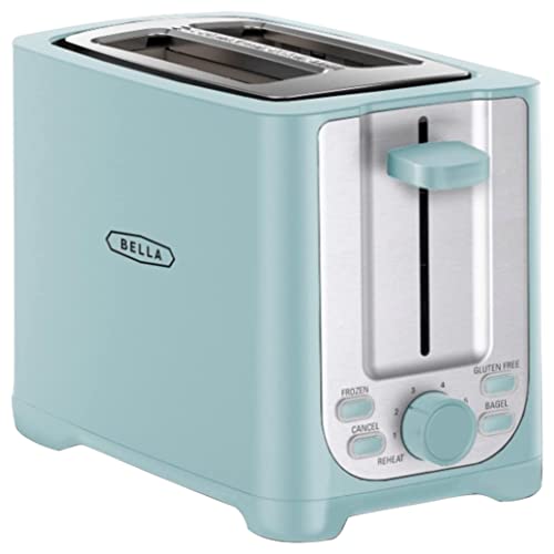 BELLA 2 Slice Toaster with Wide Slots & Removable Crumb Tray - Aqua