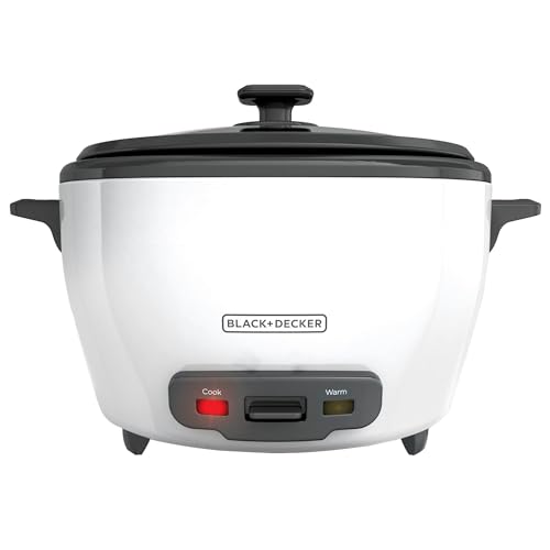 BLACK+DECKER 6-Cup Rice Cooker with Steaming Basket in White