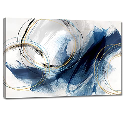 Blue Fantasy Abstract Art 24x16in
