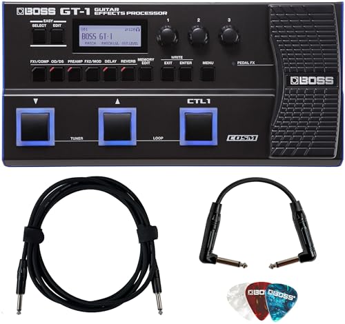 BOSS GT-1 Guitar Effects Bundle with Cable and Picks