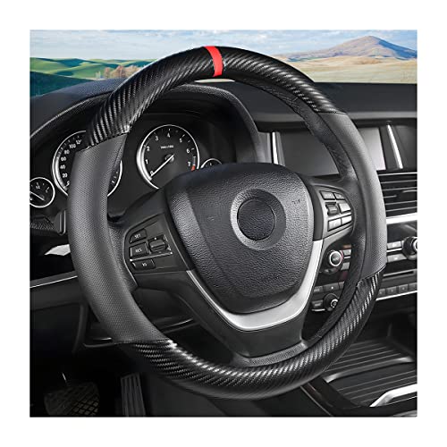 Breathable Carbon Fiber Steering Wheel Cover for Cars & Trucks