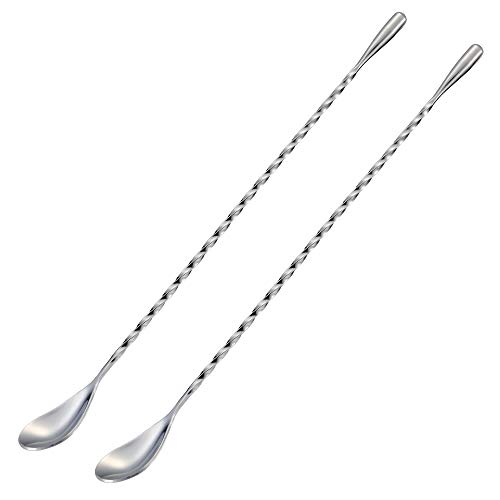 BRIOUT Stainless Steel 12" Long Handle Cocktail Mixing Stirrers, 2 Pieces
