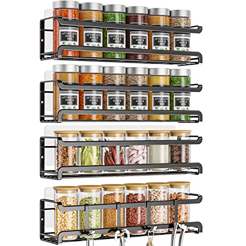 Bunoxea 4 Pack Wall-Mounted Spice Rack