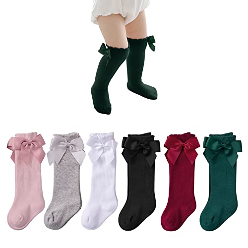 Century Star Baby Girls Bow Knee High Socks - 6 Pack