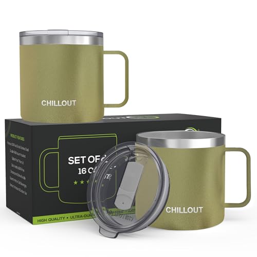 CHILLOUT LIFE Insulated Coffee Mug 16 oz (Set of 2)