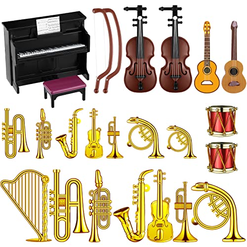 Civaner Mini Instrument Set for Dollhouse Musical Room & Succulent Garden