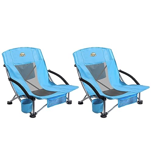 Colegence Low Back Camping Chair Set - 2 Chairs, 300 lbs, Carry Bag, Blue