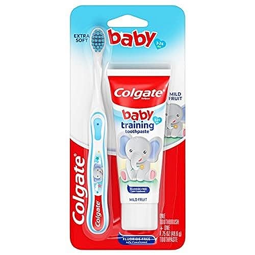 Colgate Baby Toothpaste & Toothbrush Kit, Mild Fruit Flavor, Ages 3-24 Months