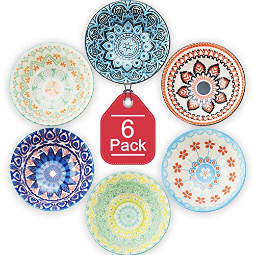 Colorful Porcelain Bowl Set - 6 Pack