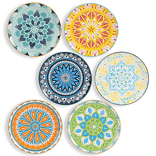 Colorful Porcelain Lunch Plates Set of 6