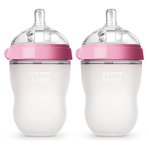 Comotomo Baby Bottle, Pink, 8 Ounce (2 Count)