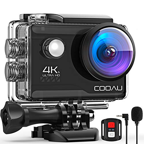 COOAU 4K 20MP WiFi Action Camera with External Mic and Remote