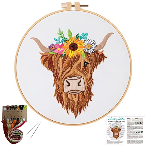 Cow Embroidery Kit for Beginners