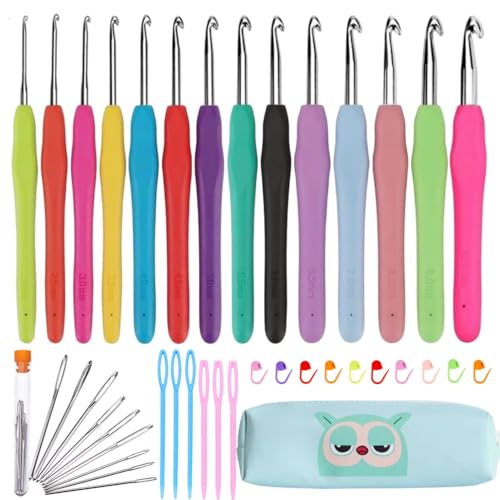Crochet Hook Set with Soft Grip and Case