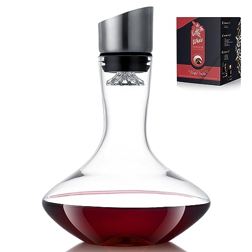 Crystal Wine Decanter with Aerator Pourer & Filter - Perfect Wine Gift