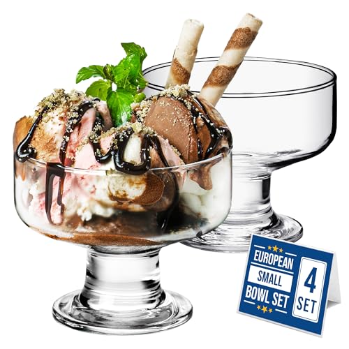 Crystalia Glass Ice Cream Bowl Set, 9 oz, Set of 4