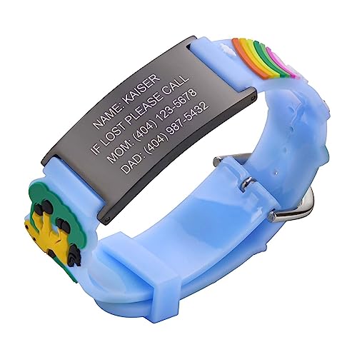 Custom Engraved Silicone Kids Safety ID Bracelet for Outdoor
