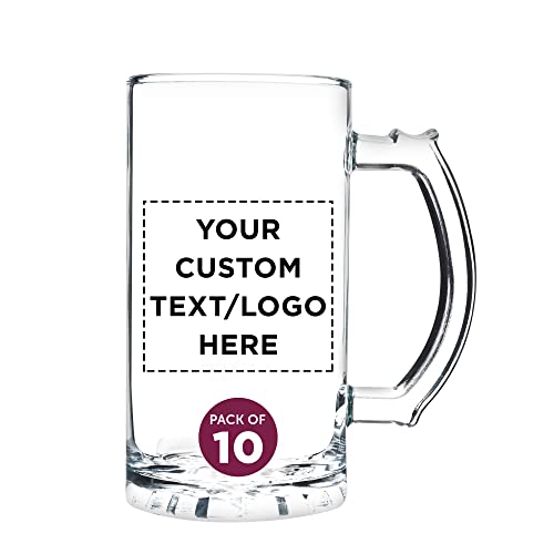 Custom Glass Beer Mug 16 oz. Set of 10