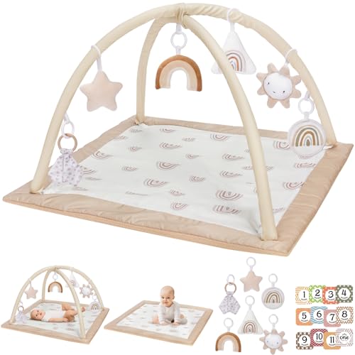 Deluxe Baby Play Gym with Toys and Milestone Cards