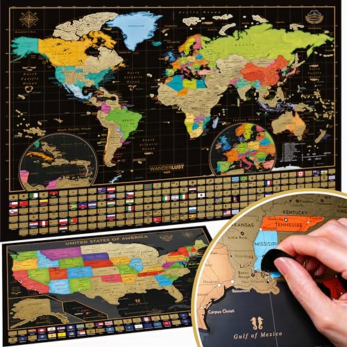 Deluxe Scratch-Off World & US Maps Set