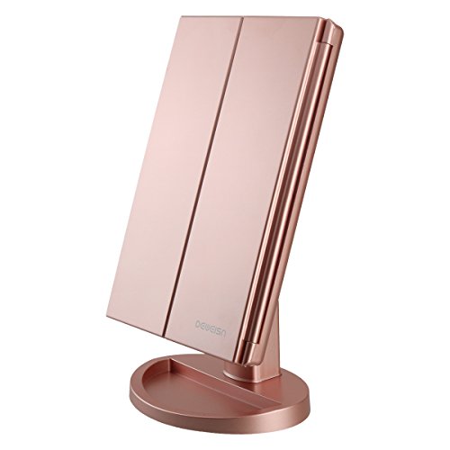 Deweisn Tri-Fold Lighted Vanity Mirror with 21 LED Lights & Touch Screen