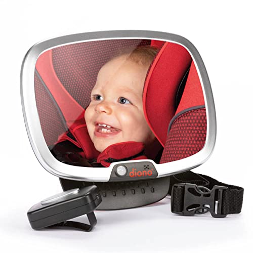 Diono Easy View Plus Baby Car Mirror with LED Night Light and 360 Rotation