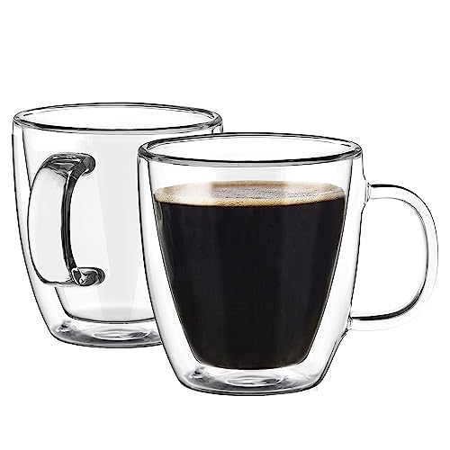 Double Wall Glass Espresso Mugs (Set of 2) by YUNCANG