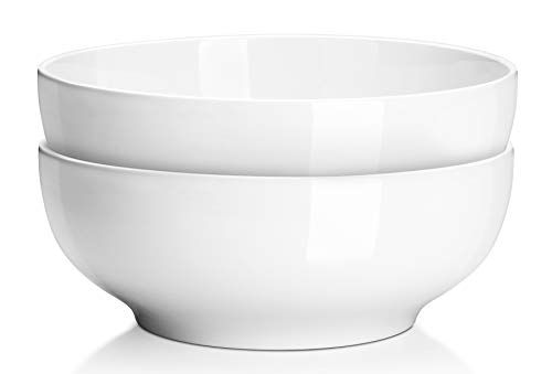 DOWAN Large Salad Bowls, White Ceramic Fruit Bowls