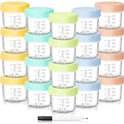 DRKIO 20 Pack Glass Baby Food Storage Containers