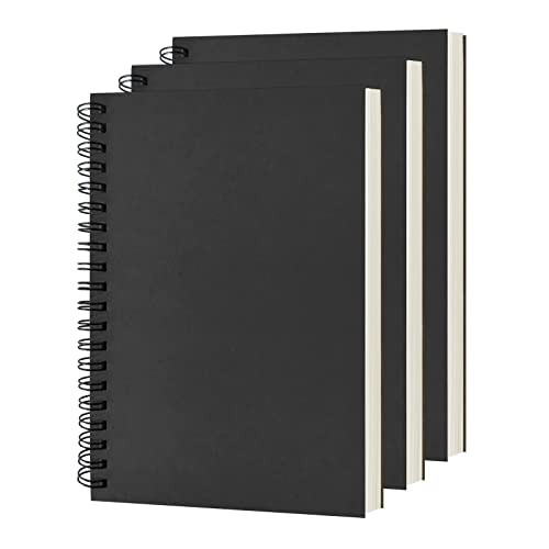 DSTELIN 3-Pack Soft Cover Sketch Notebook 100 Pages 7.5x5.1 in Black
