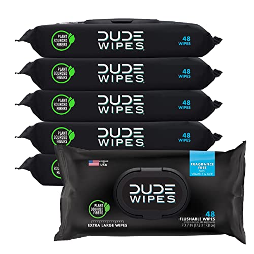 DUDE Wipes - 6 Pack, Flushable, Unscented Adult Wet Wipes