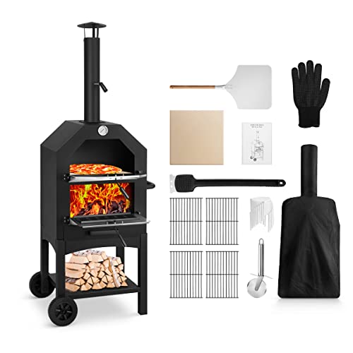 EDOSTORY Wood Fired Outdoor Pizza Oven with Accessories and Cover
