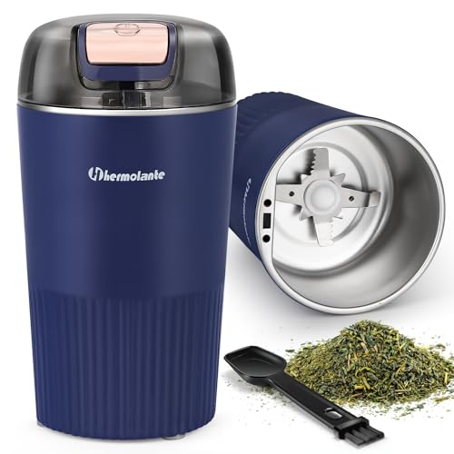Electric Herb and Spice Grinder with Stainless Steel Blades (Blue)