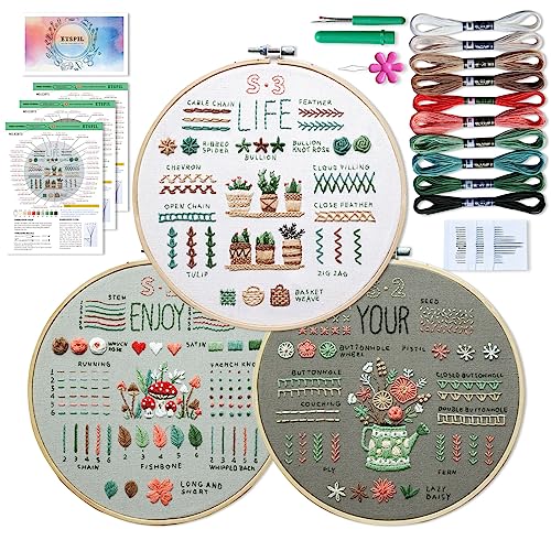 Embroidery Kit for Beginners: Learn 33 Stitches, Flower Pattern & Tools