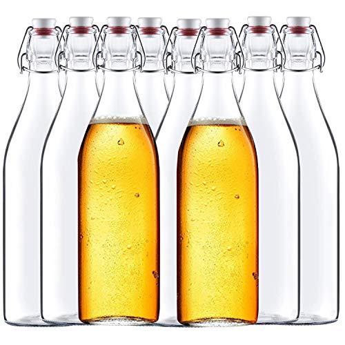 Encheng 32 oz Glass Bottles with Air Tight Lids