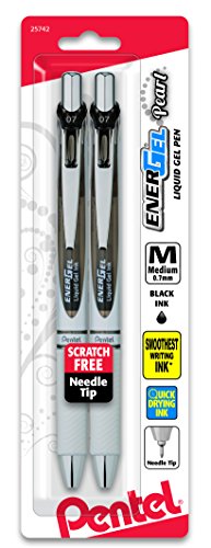 EnerGel Pearl RTX Gel Pen, 2 Pack, Black Ink