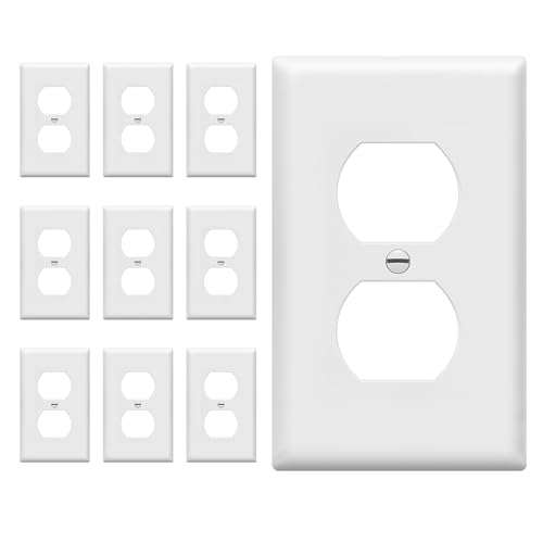 ENERLITES 1-Gang Duplex Wall Plates, Unbreakable Thermoplastic, 10 Pack, White