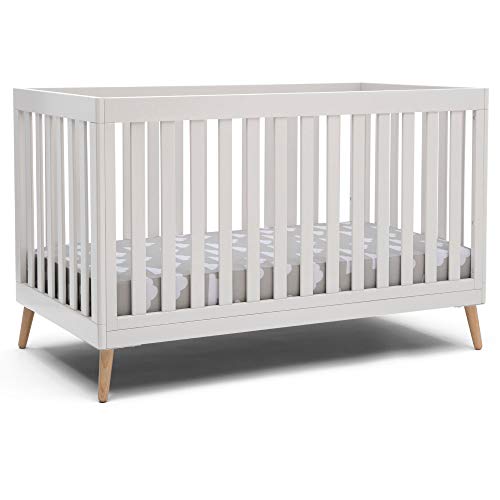 Essex 4-in-1 Convertible Baby Crib, Bianca White/Natural Legs" by Delta Children
