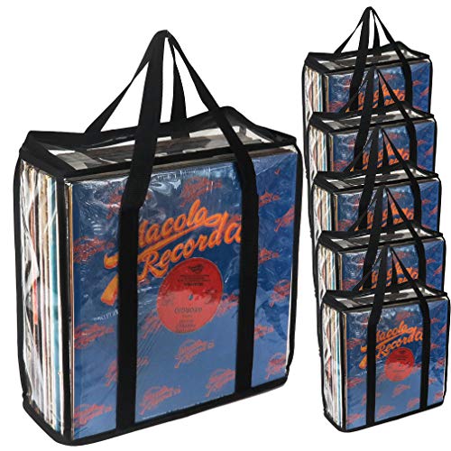 Evelots 6 Pack Vinyl Record Storage Bag - Holds 216 Albums