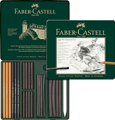 Faber-Castell Charcoal Set in Metal Case, 24 Count