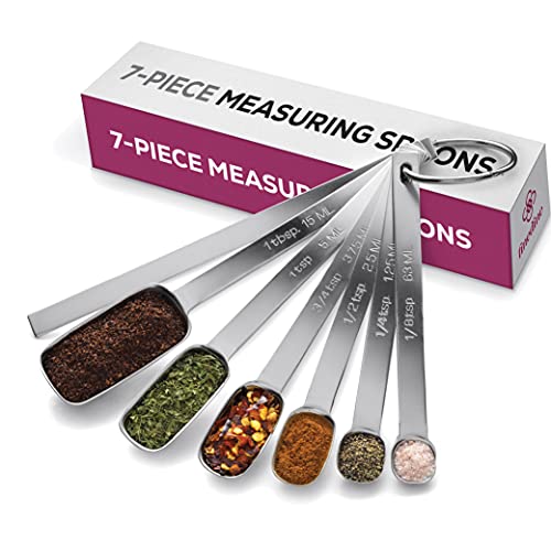 FineDine 7-Piece Stainless Steel Measuring Spoons with Leveler
