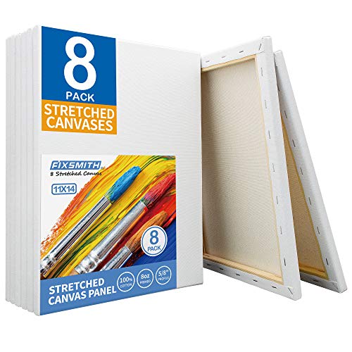 FIXSMITH 11x14 Inch White Blank Canvas 8 Pack