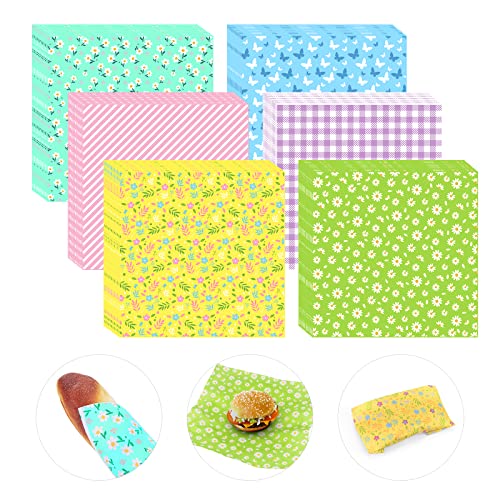Floral Wax Paper Sheets for Food Packaging