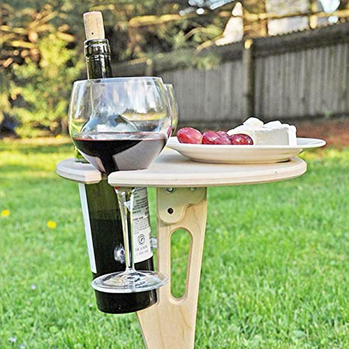 Folding Wine Table with Glass Holder